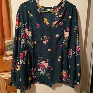 Green Flowered Top